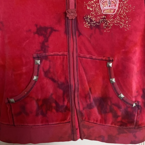 Mimi & Maggie Soft Velour Red Marble Zip Hoodie - Picture 5 of 8
